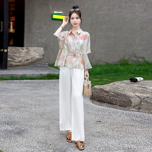 清新田园风，亚麻裤配天丝印花两件套（配吊带）HR-SYY32110W-1 商品图6