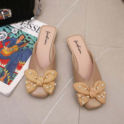 【柔软舒适耐磨，修饰腿形】2023新款甜美风韩风包头半拖鞋女学院风格女鞋 商品图6