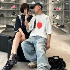BL世家 520情侣款 领后刺绣字母 圆领短袖T恤 Z-10722