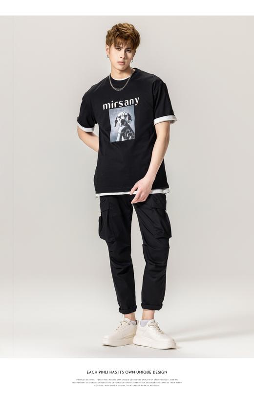 PINLI品立春季新款圆领印花短袖T恤男士潮牌上衣BG231111010 商品图6