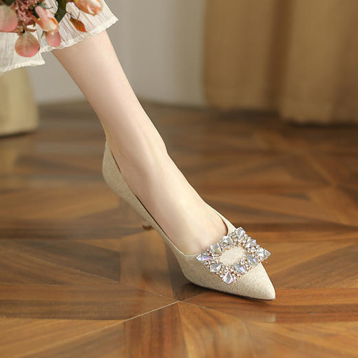 品质好货 | Safiya/索菲娅2023新款浅口尖头高跟鞋钻饰单鞋女鞋细跟高跟鞋女鞋SF31115702 商品图7