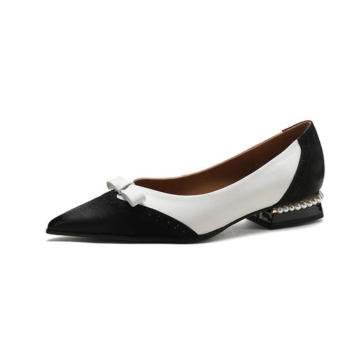 优雅法式，真皮舒适撞色尖头低跟单鞋HYT-7220B 商品图13