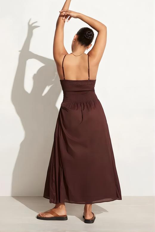 FAITHFULL THE BRAND - NOLIE MIDI DRESS-CHOCOLATE - 女装 - 连身裙 - 巧克力色 商品图6
