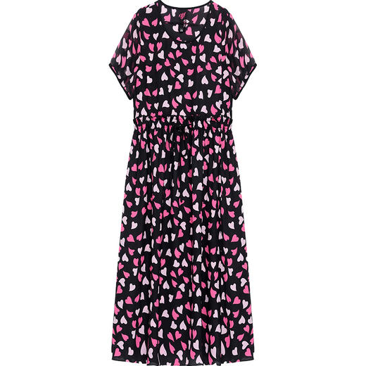 简约修身，夏款中长款印花时尚雪纺裙圆领短袖气质休闲连衣裙QYM-OMS-SLA318-L 商品图4