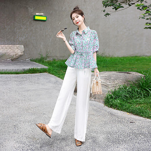 清新田园风，亚麻裤配天丝印花两件套（配吊带）HR-SYY32110W-1 商品图7