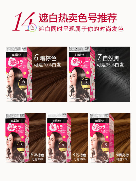 【保税仓】花王Blaune遮白发泡沫染发剂 1PK浅桃棕 商品图3