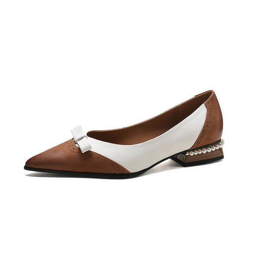 优雅法式，真皮舒适撞色尖头低跟单鞋HYT-7220B 商品图12