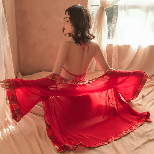 【情趣内衣】霏慕红色网纱古装新婚睡裙套装7970 商品图7