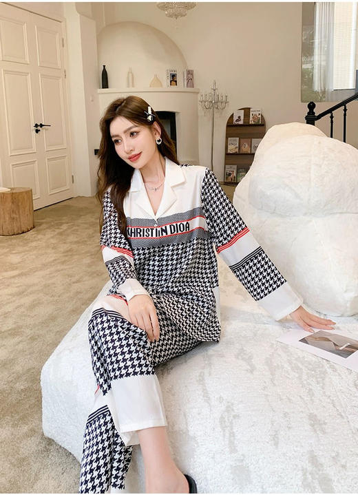 冰雪丝时尚千鸟格拼色家居套装20001 商品图2