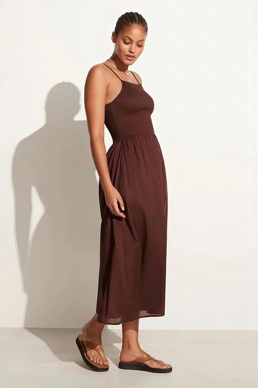 FAITHFULL THE BRAND - NOLIE MIDI DRESS-CHOCOLATE - 女装 - 连身裙 - 巧克力色 商品图8