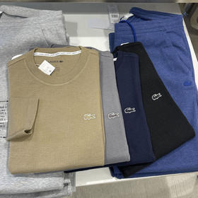 Lacoste/法国鳄鱼  男士刺绣标纯棉圆领华夫格长袖T恤 TH2081