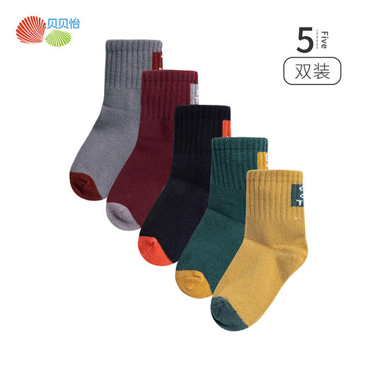 贝贝怡儿童袜子纯棉春秋男童女童中筒袜宝宝透气夏季长筒袜五双装 商品图10