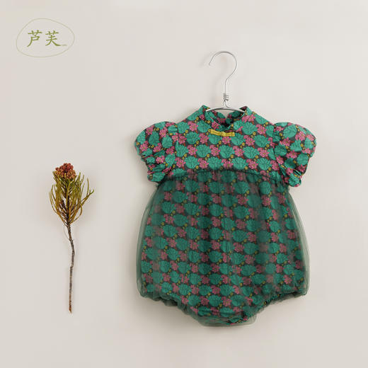 【马克珍妮 中国风】新款夏装 女童网纱旗袍短袖连体衣230730 商品图0