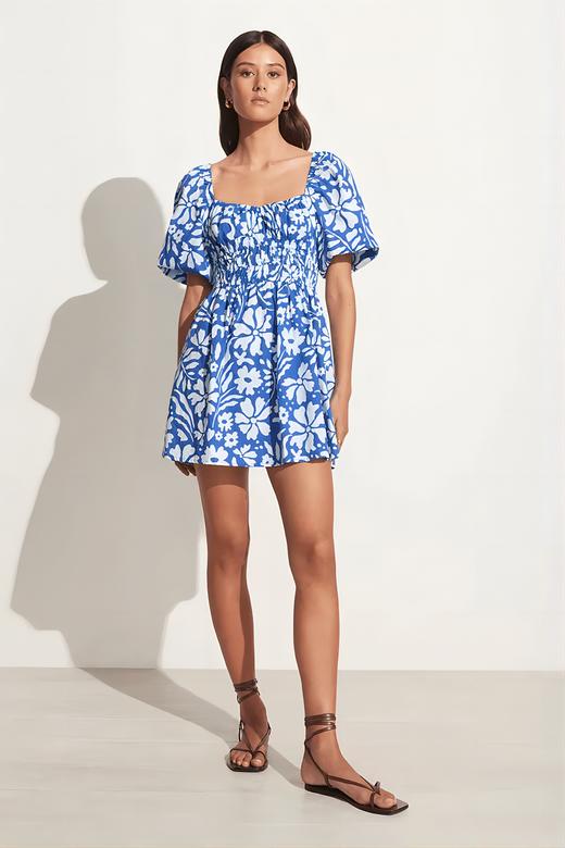 FAITHFULL THE BRAND - MARINELLI MINI DRESS-SIDRA FLORAL PRINT - BLUE - 女装 - 连身裙 - 蓝色印花 商品图1