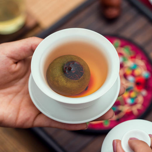 「小青柑木质礼盒装」500g新会小青柑普洱茶陈皮柑普茶茶叶礼盒装桔橘熟茶散茶生晒茶饮 商品图3