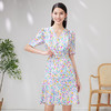 EITIE爱特爱夏款新品100%桑蚕丝显瘦V领舒适印花连衣裙7007767 商品缩略图1