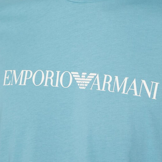 EMPORIO ARMANI 阿玛尼 男士棉质字母徽标圆领短袖T恤 浅蓝色 8N1TN5 1JPZZ 0784 商品图2