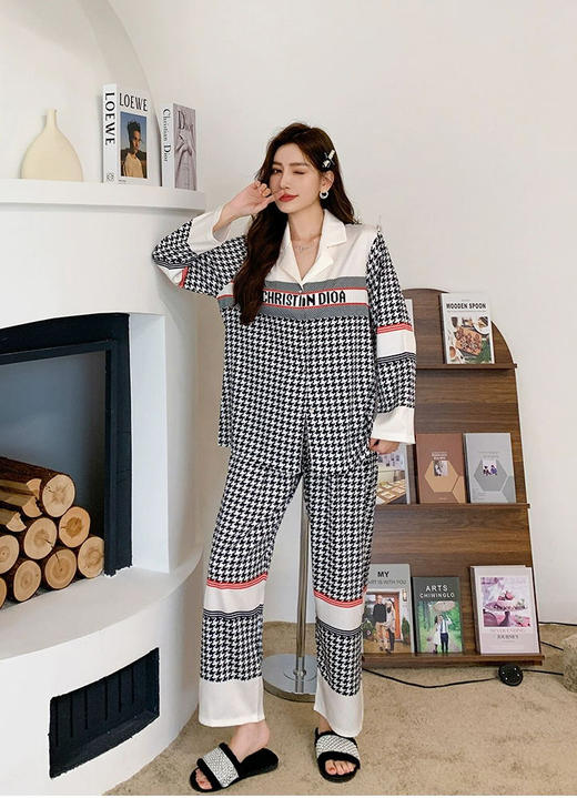 冰雪丝时尚千鸟格拼色家居套装20001 商品图3