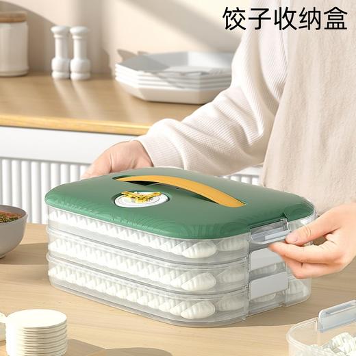「三款配色！双卡扣密封」饺子盒冷冻盒不沾底大容量饺子收纳整理盒厨房用品可微波解冻手提密封保鲜盒 商品图0