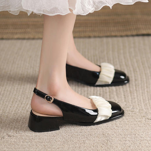 品质好货 | Safiya/索菲娅羊剖层革2023新款粗跟后空凉鞋一脚蹬女鞋SF31115717 商品图5