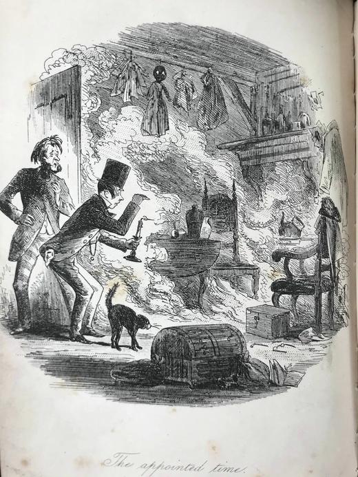 约19世纪后期 狄更斯《荒凉山庄》 8幅插图 真皮精装36开 商品图5