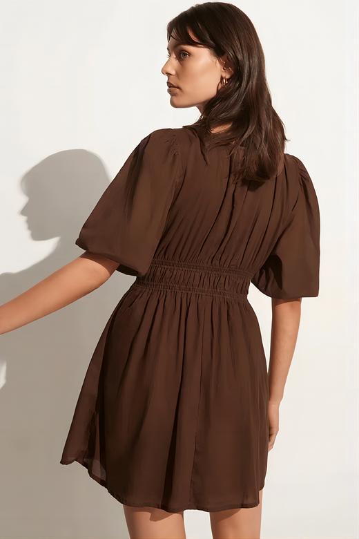 FAITHFULL THE BRAND - ROMA MINI DRESS-CHOCOLATE - 女装 - 连身裙 - 巧克力色 商品图4