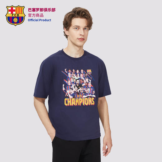 巴塞罗那俱乐部官方商品丨巴萨夺冠加维球迷印花创意球员圆领短袖 商品图3