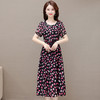 简约修身，夏款中长款印花时尚雪纺裙圆领短袖气质休闲连衣裙QYM-OMS-SLA318-L 商品缩略图0