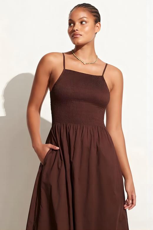 FAITHFULL THE BRAND - NOLIE MIDI DRESS-CHOCOLATE - 女装 - 连身裙 - 巧克力色 商品图9