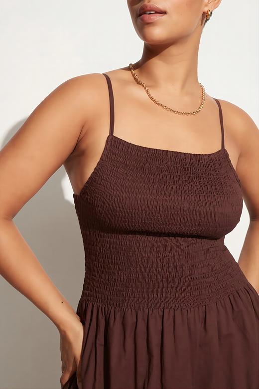 FAITHFULL THE BRAND - NOLIE MIDI DRESS-CHOCOLATE - 女装 - 连身裙 - 巧克力色 商品图4