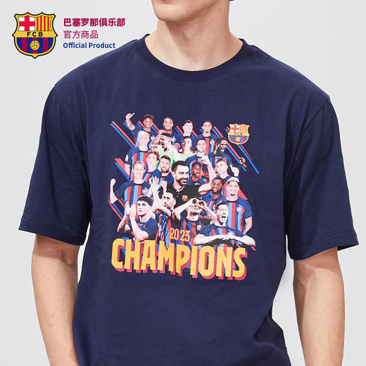 巴塞罗那俱乐部官方商品丨巴萨夺冠加维球迷印花创意球员圆领短袖 商品图2