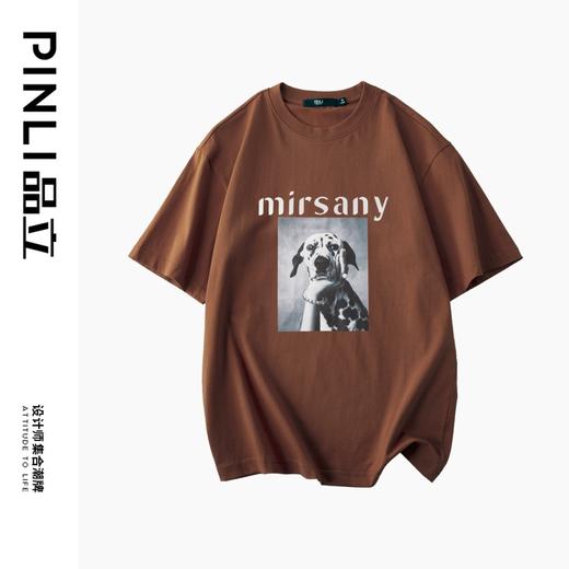 PINLI品立春季新款圆领印花短袖T恤男士潮牌上衣BG231111010 商品图9