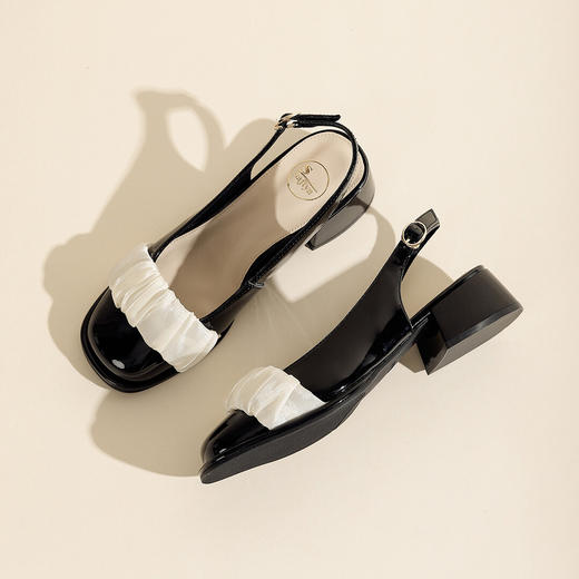 品质好货 | Safiya/索菲娅羊剖层革2023新款粗跟后空凉鞋一脚蹬女鞋SF31115717 商品图9