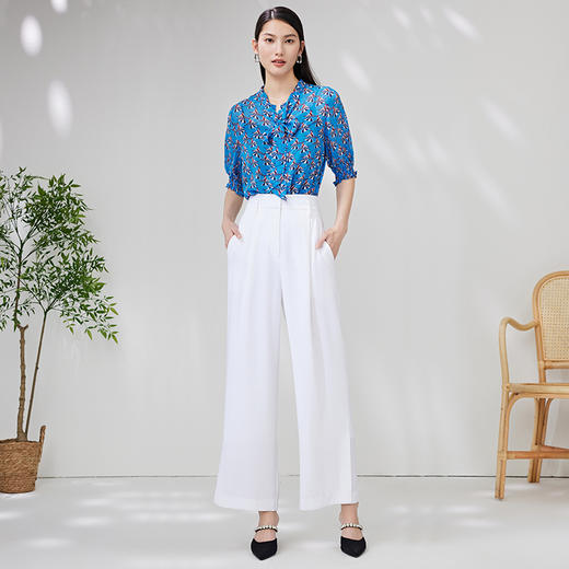 EITIE爱特爱夏季新款印花翻领显瘦透气衬衫度假风上衣6609310衬衣 商品图3