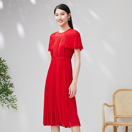 EITIE爱特爱夏季新款斗篷高腰优雅显瘦连衣裙7007763 商品图3