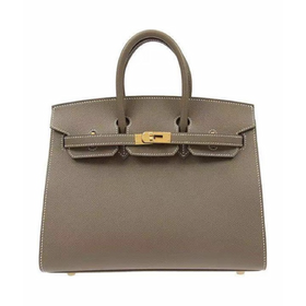 【现货预定款】Hermes 爱马仕 Birkin25 女士铂金包 金扣Epsom牛皮手提包 大象灰
