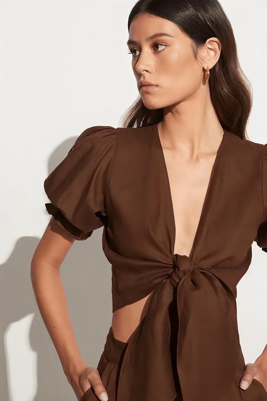 FAITHFULL THE BRAND - JAMAIS TOP-CHOCOLATE - 女装 - 上衣 - 巧克力色 商品图2