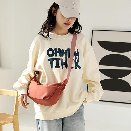 雀说 新款女士单肩斜挎包尼龙布包女包韩版简约纯色轻便挎包6037 商品图3