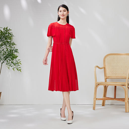 EITIE爱特爱夏季新款斗篷高腰优雅显瘦连衣裙7007763 商品图4