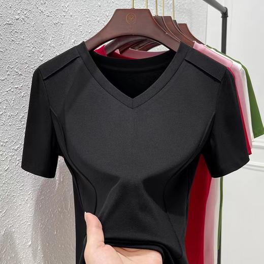 【显白显气质，巨百搭】欧货高J感短袖T恤女鱼骨韩版中领大码设计感纯色小众打底衫 商品图12