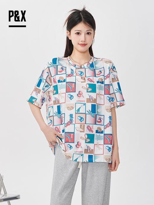 P&X设计师女装  针织短款T恤休闲宽松 823202854 花色 商品图3
