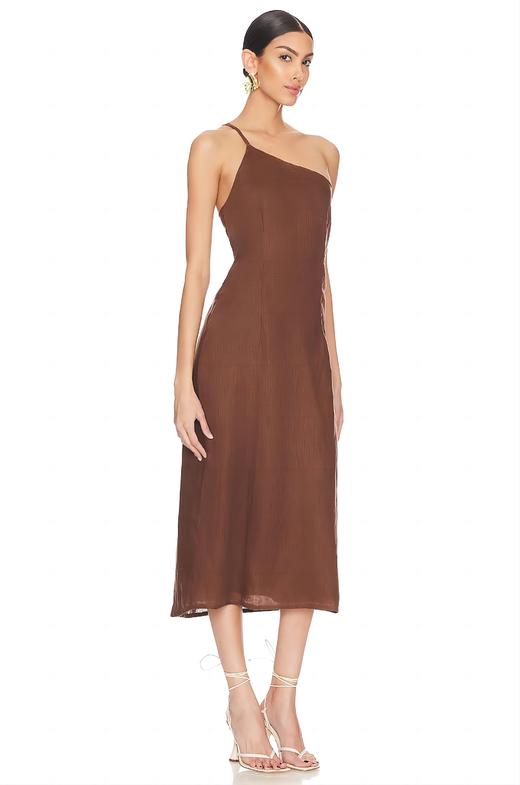 FAITHFULL THE BRAND - SOKO MIDI DRESS-CHOCOLATE - 女装 - 连身裙 - 巧克力色 商品图1