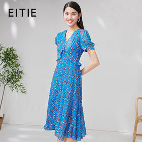 EITIE爱特爱夏季新款印花V领时尚优雅连衣裙6607345