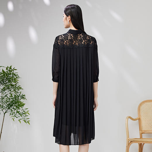 EITIE爱特爱夏季新品蕾丝镂空拼接优雅连衣裙7007766 商品图4