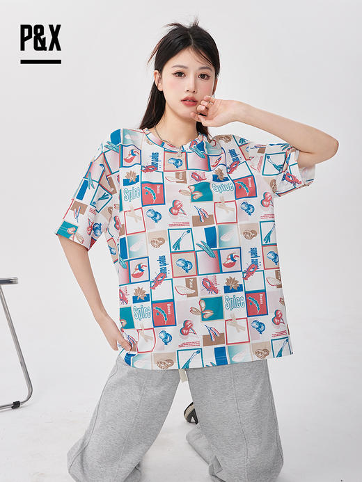 P&X设计师女装  针织短款T恤休闲宽松 823202854 花色 商品图2