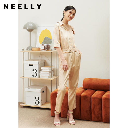 NEELLY纳俪商场同款时尚连体裤套装秋季设计感露肩上衣百搭阔腿裤N23044Q04552 商品图1
