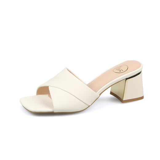 品质好货 | Safiya索菲娅2023新款二层牛皮鞋外穿凉拖粗跟高跟鞋百搭拖鞋子女鞋 商品图6