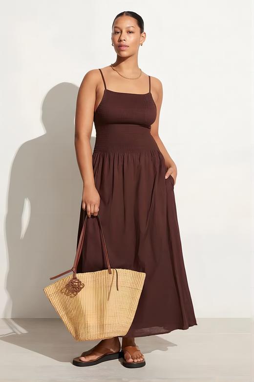 FAITHFULL THE BRAND - NOLIE MIDI DRESS-CHOCOLATE - 女装 - 连身裙 - 巧克力色 商品图0