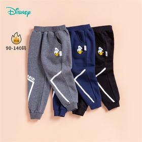 迪士尼童装男童加绒裤子春秋季洋气线条唐老鸭潮酷中大童薄绒裤子213K1277