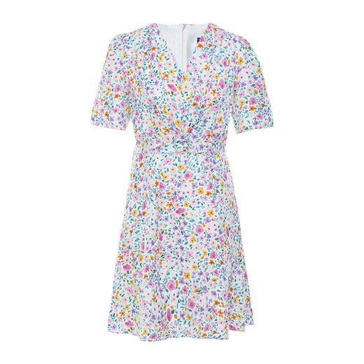 EITIE爱特爱夏款新品100%桑蚕丝显瘦V领舒适印花连衣裙7007767 商品图5